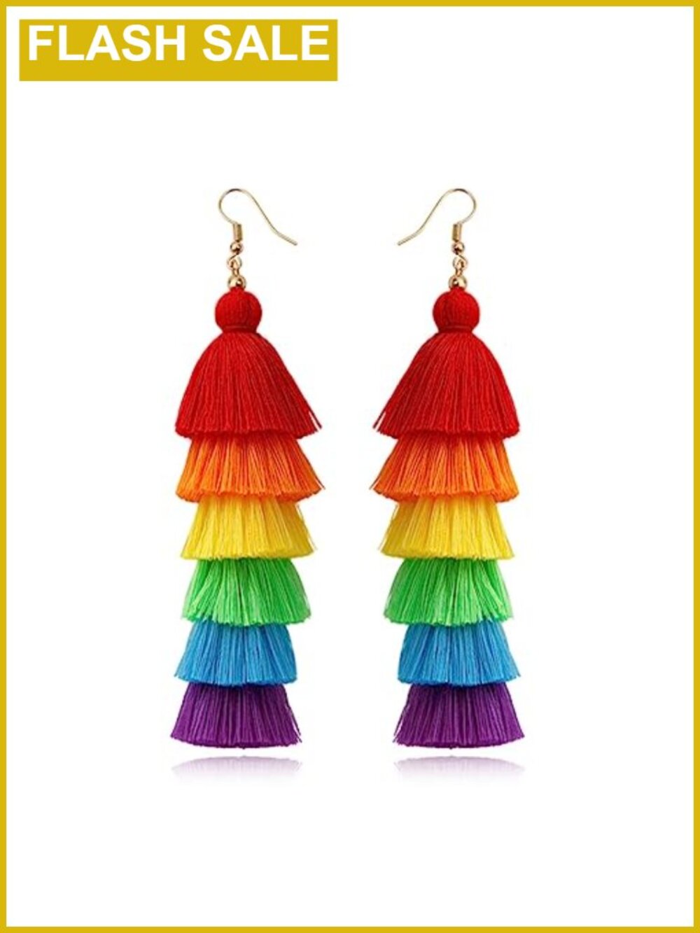3 Tier Layered Tassel Dangle Drop Earrings Bohemian French Wire